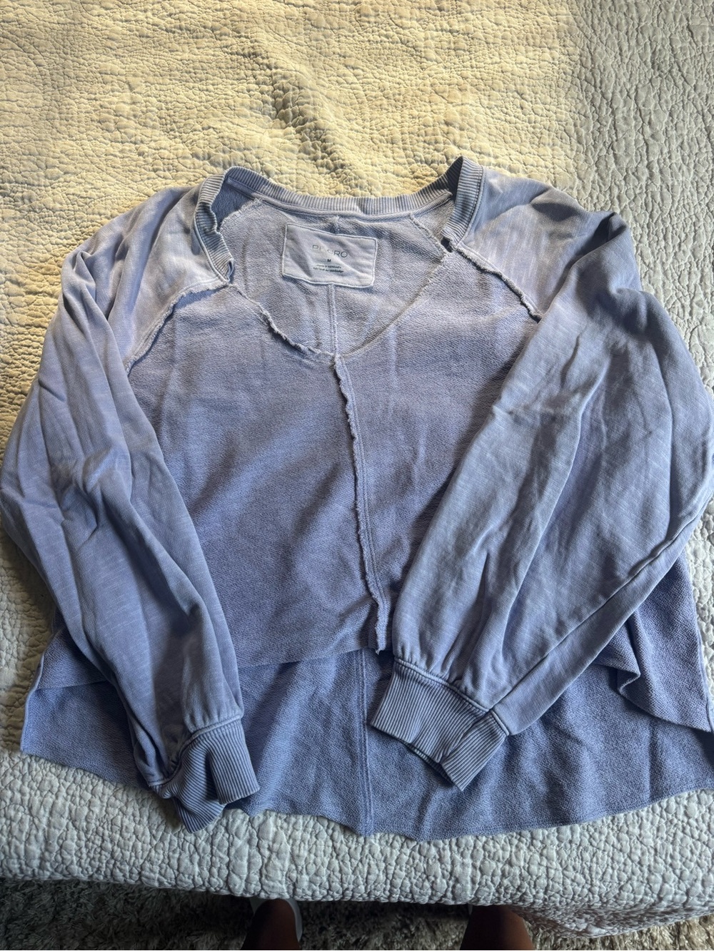 Pilcro Light Lavender Raw-Edge Sweatshirt